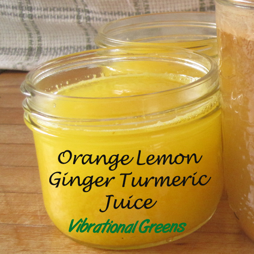 orange lemon ginger turmeric juice by Vibrational Greens