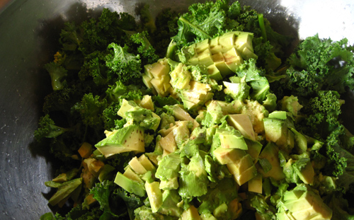 Kale avocado salad ready to mix